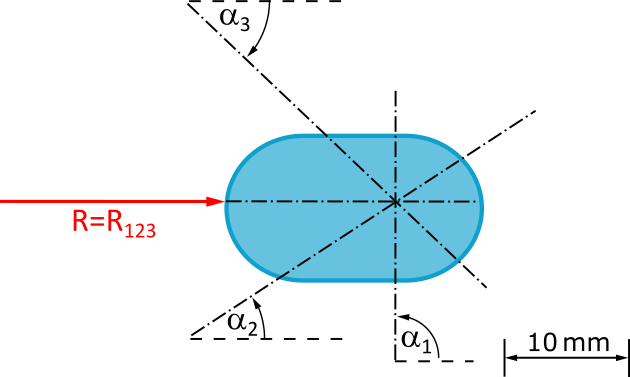 This figure 3.2.4 shows the layout plan for the task. The lines of action of the forces are drawn, as well as the resultant with its line of action.
